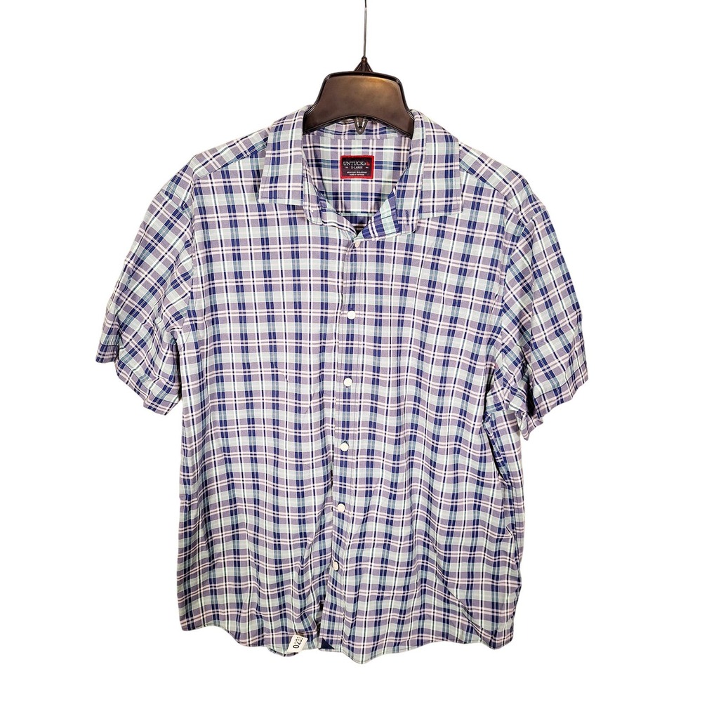 Untuckit Men's Button-Up Short-Sleeved Multi-Colored Striped Shirt X-L - Picture 3 of 6